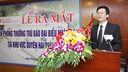 Tổng biên tập Báo Đại biểu Nhân dân Đỗ Chí Nghĩa phát biểu tại lễ khai trương - Ảnh: Duy Thông
