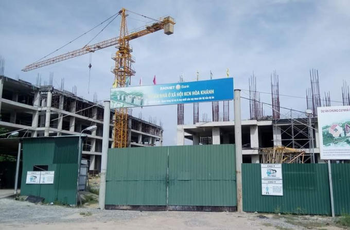 Ảnh chụp sáng 13/9 tại dự án Khu chung cư nhà ở xã hội KCN Hòa Khánh do Công ty CP Địa ốc Xanh Sài Gòn - Thuận Phước làm chủ đầu tư.