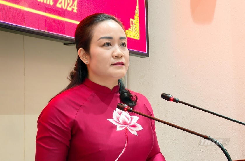 Bà Nguyễn Hải Trâm - tân Phó Bí thư Thường trực Tỉnh uỷ Tiền Giang (ảnh PLVN).