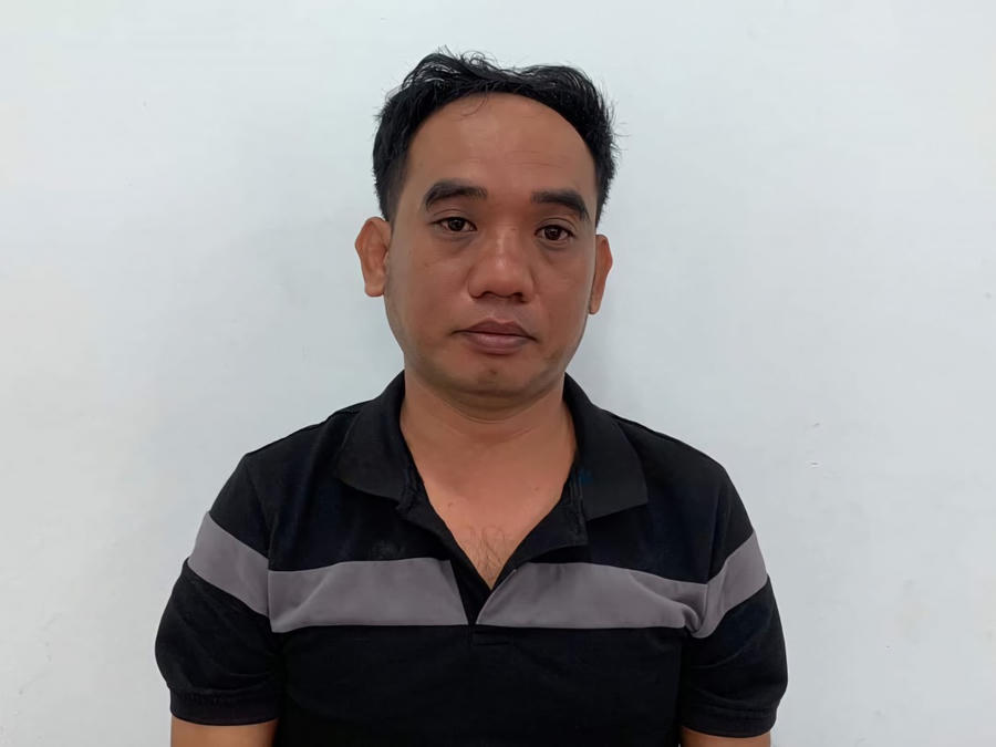 Đối tượng Đặng Quốc Huy tại cơ quan công an.