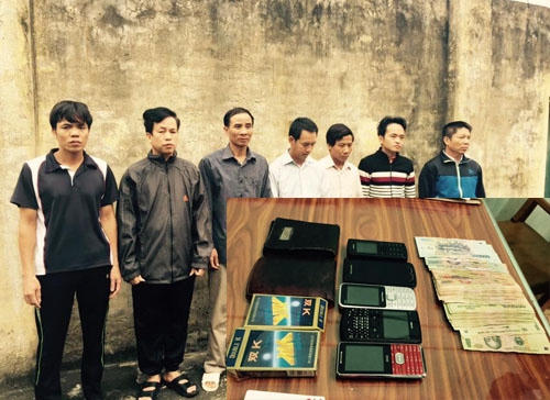 Các đối tượng tham gia sới bạc ở huyện Hoằng Hóa