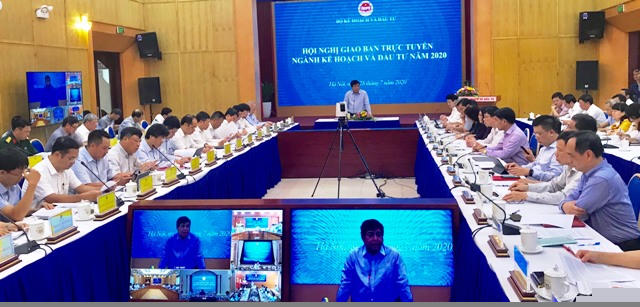 Điểm cầu chính tại trụ sở Bộ Kế hoạch và Đầu tư (Ảnh: HNV)