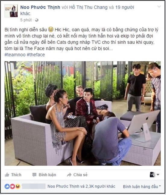 Noo Phước Thịnh chia sẻ bức hình cho thấy bộ phận kỹ thuật của chương trình cố tình giấu dây nối chiếc màn hình máy tính.