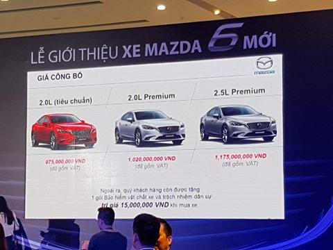 Bảng giá công bố Mazda6.