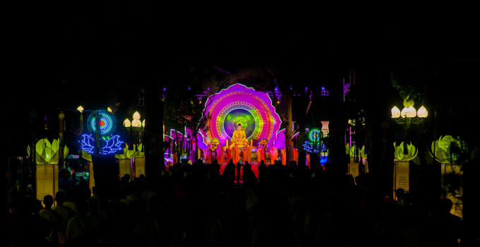 Đêm lễ hội diễn da trang nghiêm tại Khu di tích Côn Sơn-Kiếp Bạc.