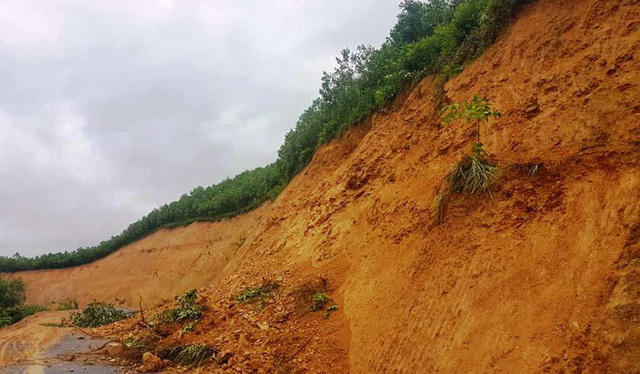 Đoạn đường Mậu Đức - Thạch Ngàn qua bản Nà Đười và Kẻ Nóc đường bị sạt lở. Huyện Con Cuông và hai xã đang cho xử lý khắc phục.