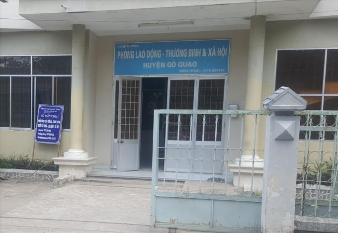 Phòng LĐTB &amp; XH huyện Gò Quao (Kiên Giang). Ảnh Trần Lưu  - Báo Lao động.