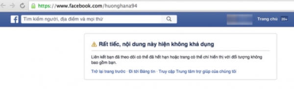 Sau khi lộ clip sex thì trang facebook cá nhân của Hường Hana đã bị khóa. Ảnh: internet.