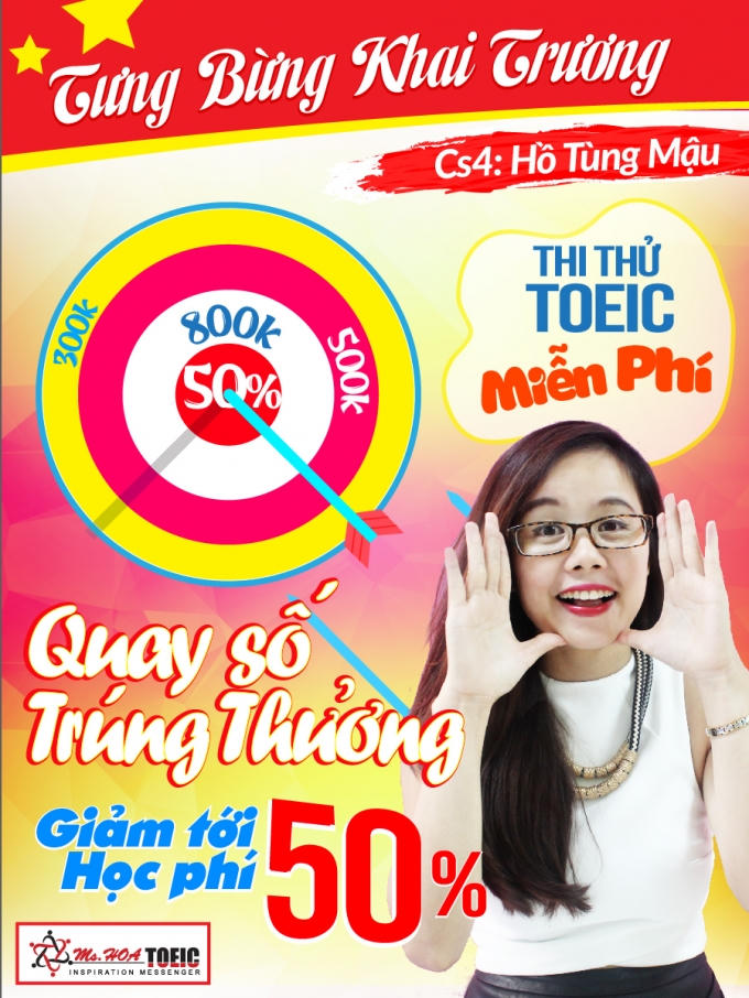 Ms Hoa TOEIC khai trương cơ sở thứ 4 tại Hà Nội : Giảm 50% học phí vô cùng hấp dẫn