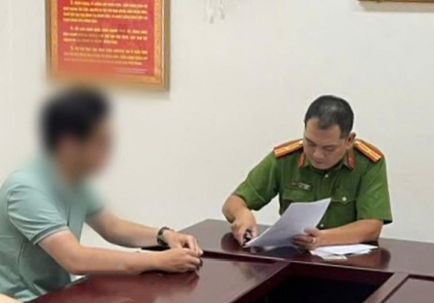 Đối tượng P.D tại cơ quan Công an.