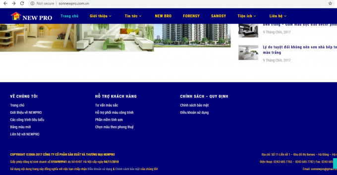 Thông tin trùng khớp về địa chỉ Công ty CP Sơn Alo và Công ty NEWPRO.