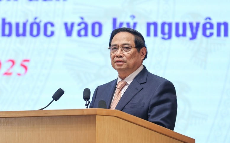Thủ tướng Chính phủ Phạm Minh Chính phát biểu tại Hội nghị tổng kết công tác năm 2025, nhiệm kỳ 2021-2025, triển khai nhiệm vụ trọng tâm năm 2026 của Bộ và ngành văn hóa, thể thao và du lịch. (Ảnh: VGP)