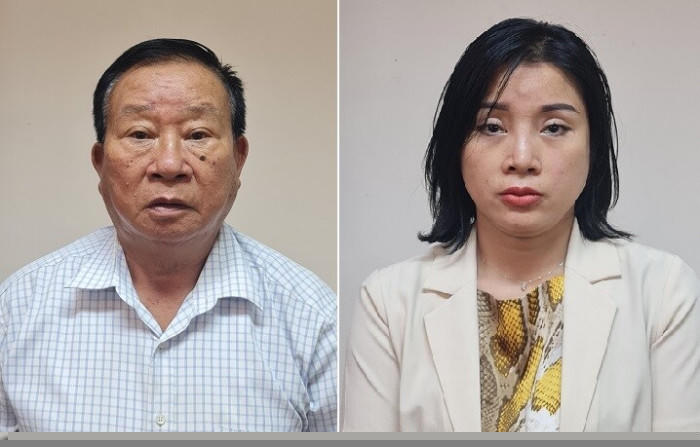 Các bị can Phạm Huy Lập và Phạm Thị Kim Oanh.