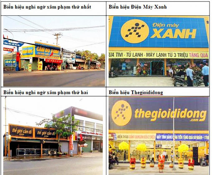Hình ảnh các cửa hàng cầm đồ khiến nhiều người nhầm lẫn với Điện máy Xanh và Thế giới di động.