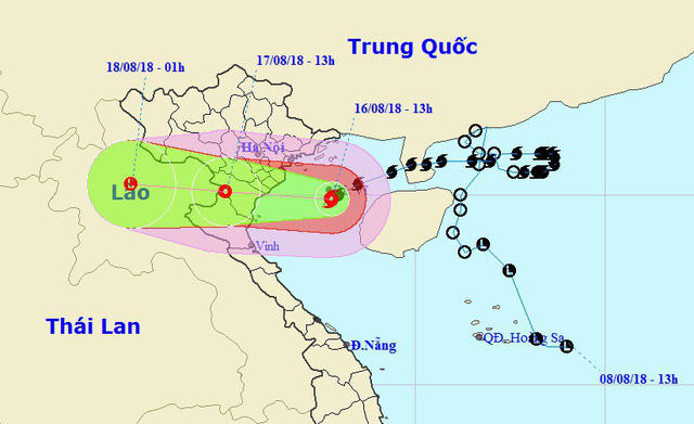 Vị trí và hướng di chuyển của bão số 4. (Ảnh: NCHMF).