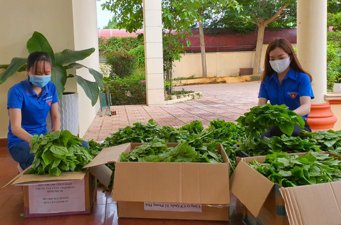 Sau khi “Chuyến xe nghĩa tình” về đến khu vực Kho A - Bãi Sậy (Quận 6, TP Hồ Chí Minh), các sinh viên tình nguyện đất Sài thành đã chờ sẵn và nhanh chóng khuân vác rau quả xuống