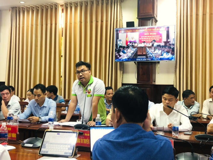 Ông Đặng Dương Minh Hoàng, Giám đốc HTX Dịch vụ nông nghiệp số Bình Phước (đang phát biểu) kỳ vọng HTX sẽ giúp nâng tầm giá trị của nông sản trong tỉnh.