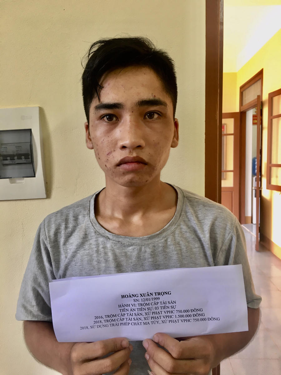 Đối tượng bị bắt giữ tại cơ quan công an