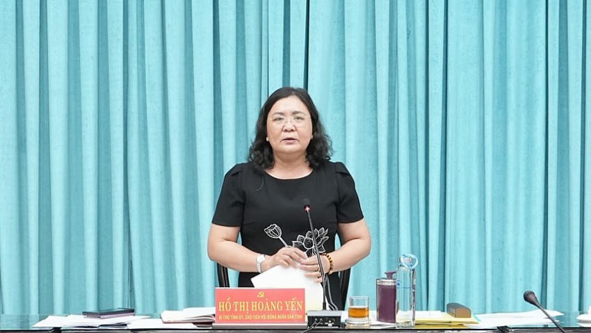 Bí thư Tỉnh ủy, Chủ tịch HĐND tỉnh Hồ Thị Hoàng Yến cho biết, việc sắp xếp ĐVHC cấp xã với mục tiêu nhằm tạo điều kiện thuận lợi để phát triển kinh tế - xã hội . Ảnh: bentre.gov.vn