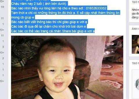 Bé trai bị bắt cóc đã được tìm thấy.