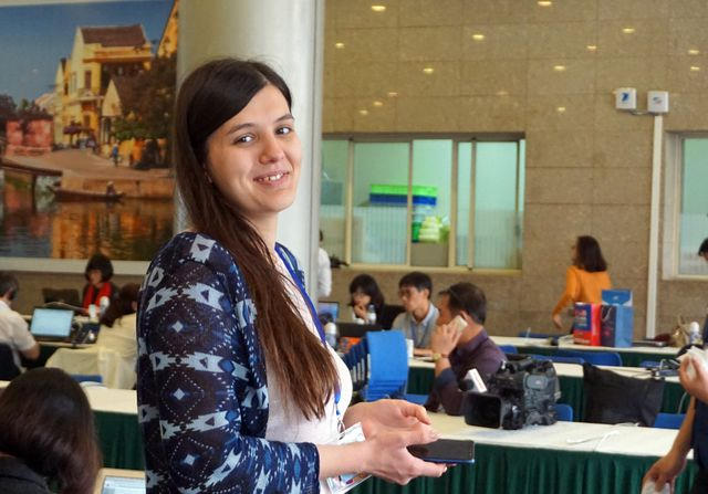 Chị Valentina Shvartsman, phóng viên của tờ Sputnik của Nga: “Công tác phục vụ hội nghị thượng định Mỹ - Triều của Việt Nam rất tuyệt vời!”.