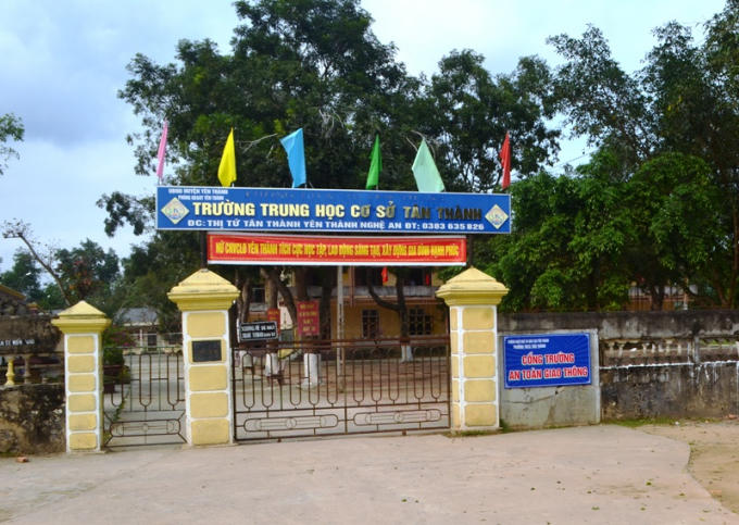 Trường THCS Tân Thành, huyện Yên Thành, nơi xảy ra sự việc.