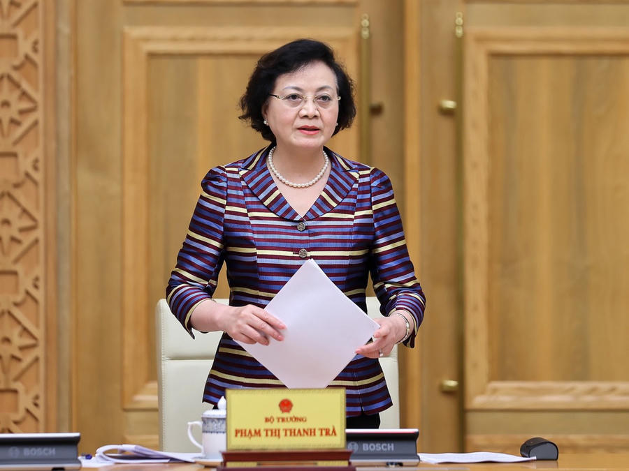 Bộ trưởng Bộ Nội vụ Phạm Thị Thanh Trà phát biểu tại cuộc họp.