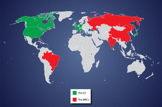 Sự suy giảm GDP ở các quốc gia mới nổi như BRICs không có khả năng gây ra một cuộc suy thoái toàn cầu.(Ảnh: futuretimeline.net)