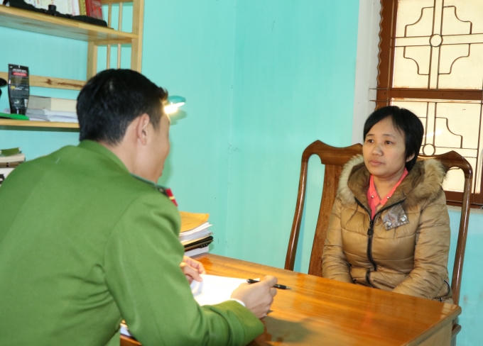 Đối tượng Hoàng Thị Cảnh tại Cơ quan điều tra.