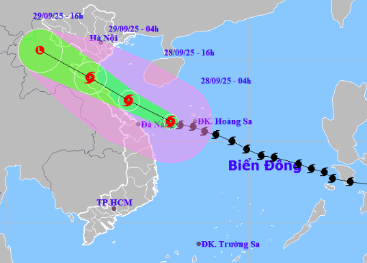 Hướng đi của cơn bão số 10.