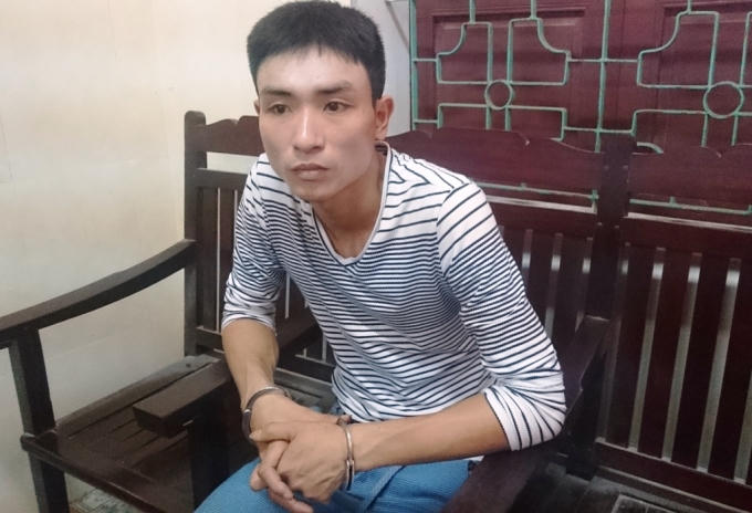 Đối tượng Trần Trung Kiên tại cơ quan điều tra.