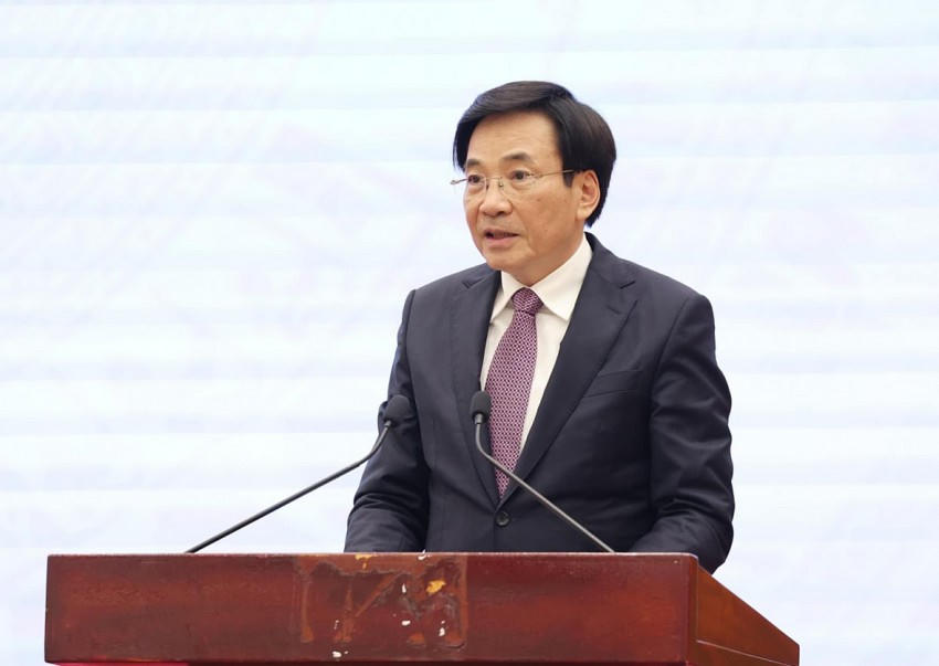 Bộ trưởng, Chủ nhiệm Văn phòng Chính phủ Trần Văn Sơn, Người phát ngôn của Chính phủ, chủ trì họp báo Chính phủ thường kỳ tháng 3 - Ảnh: VGP