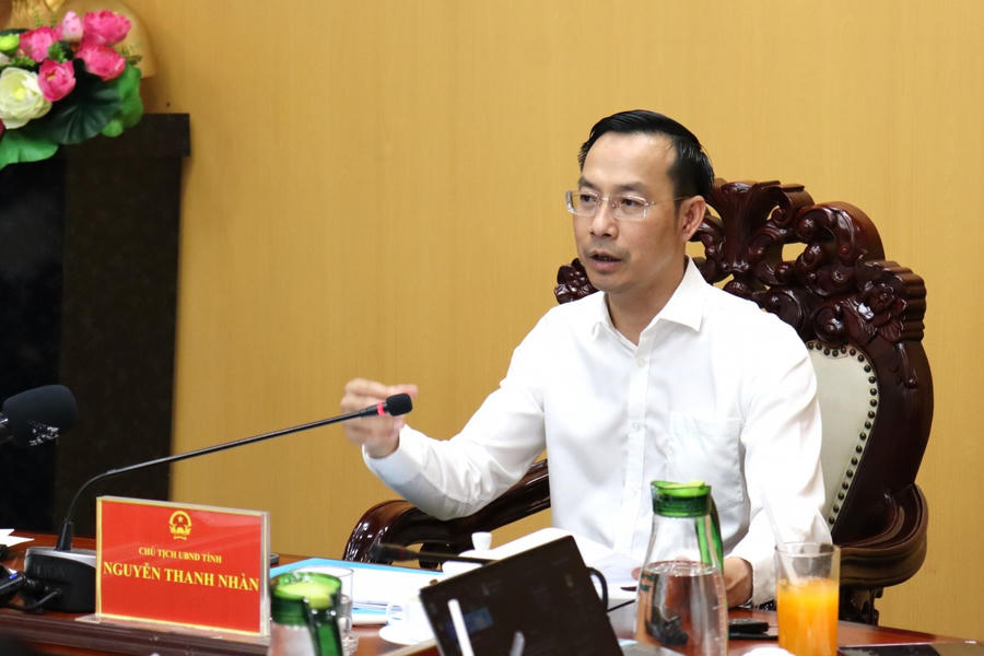 Chủ tịch UBND tỉnh Nguyễn Thanh Nhàn phát biểu chỉ đạo tại cuộc họp