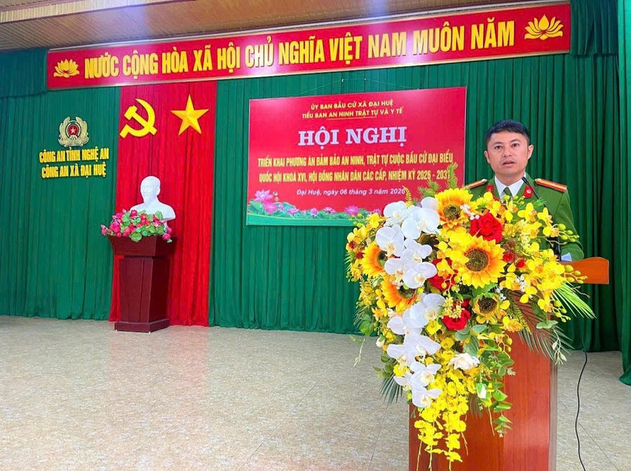 Công an xã Đại Huệ triển khai bảo đảm ANTT phục vụ bầu cử đại biểu Quốc hội khóa XVI và đại biểu HĐND các cấp nhiệm kỳ 2026 - 2031.