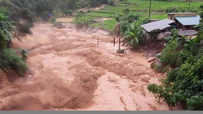 Mưa lũ ở Yên Bái.