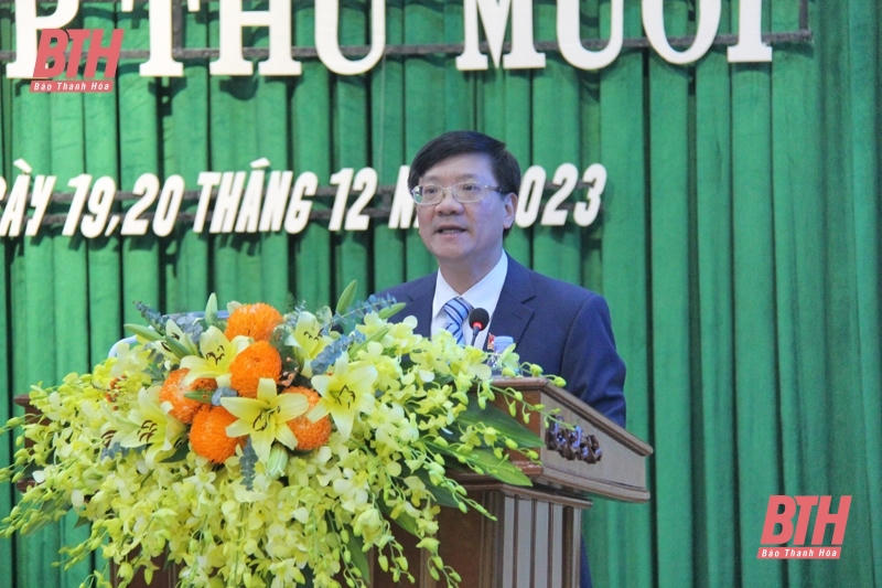 Ông Hoàng Anh Tuấn, Bí thư Huyện ủy, Chủ tịch HĐND huyện Hậu Lộc phát biểu khai mạc.