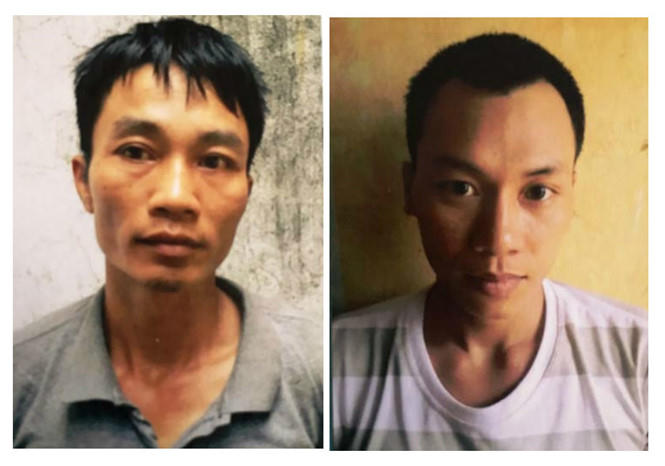 Hai đối tượng tại cơ quan công an.