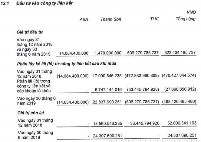  Nguồn: Báo cáo tài chính hợp nhất bán niên 2019 đã soát xét