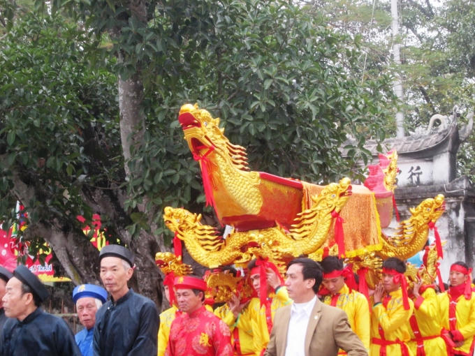 Kiệu thuyền trở về Đền Trần.
