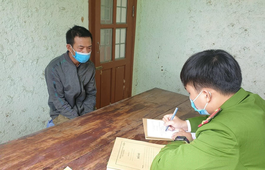 Đối tượng Đặng Văn An tại cơ quan điều tra.