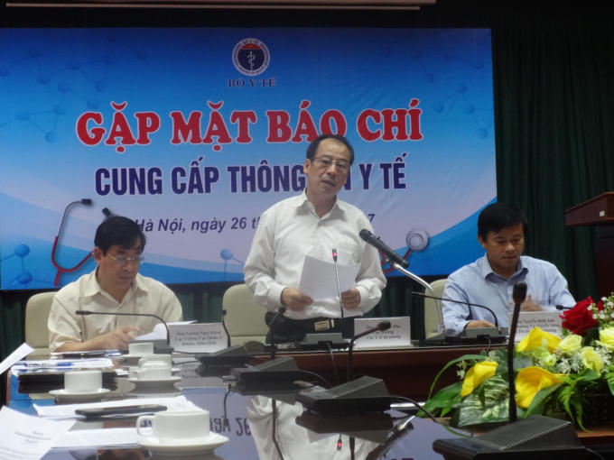 Sáng 26/7, Bộ Y tế tổ chức buổi gặp mặt báo chí cung cấp thông tin tình hình dịch sốt xuất huyết. Ảnh: Ngọc Nga