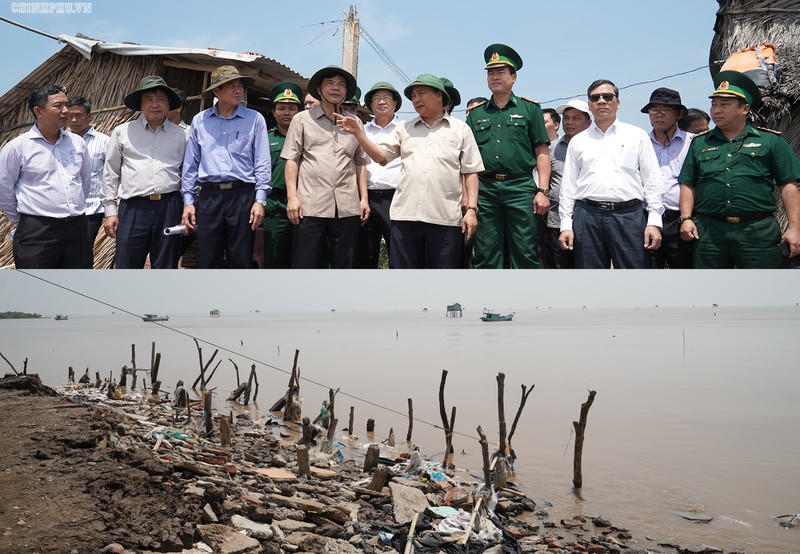 Thủ tướng thị sát khu vực bị sạt lở ở huyện Gò Công Đông, Tiền Giang 