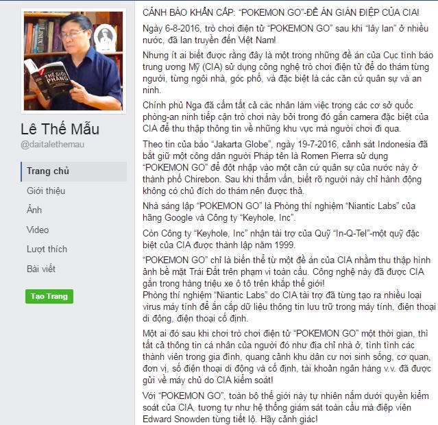 Nội dung được chia sẻ trên trang của Đại tá Lê Thế Mẫu. Nguồn: Facebook.