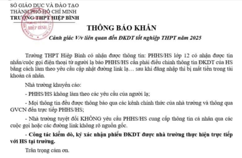 Cảnh báo chiêu lừa điều chỉnh đăng ký thi tốt nghiệp THPT.
