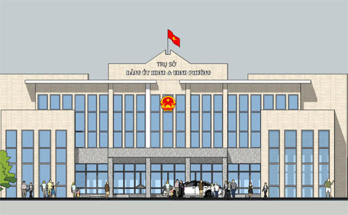 Một phương án kiến trúc trụ sở phường được đưa ra lấy ý kiến. Nguồn: HRAP.