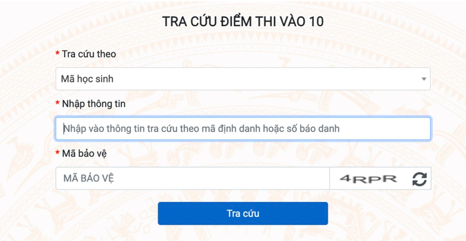 Tra cứu điểm thi lớp 10 THPT trên trang thông tin của Sở GD&ĐT Hà Nội