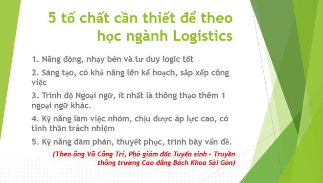 Sinh viên muốn theo học ngành Logistics và Quản lý chuỗi cung ứng cần có những tố chất này để phát triển bản thân.