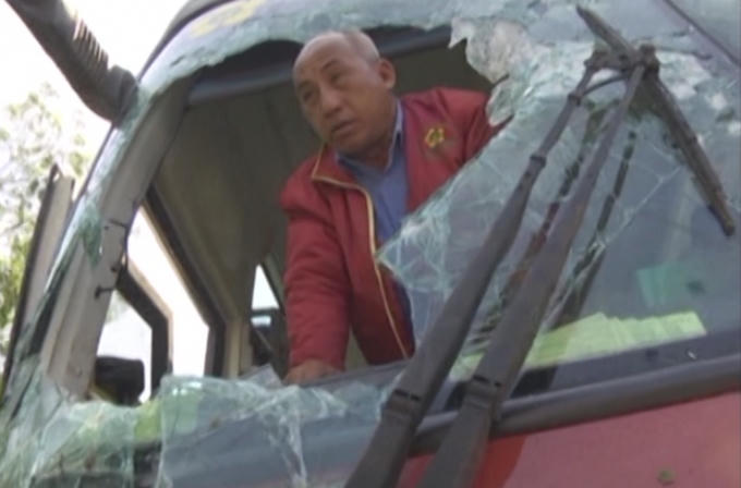 Tài xế tại hiện trường.