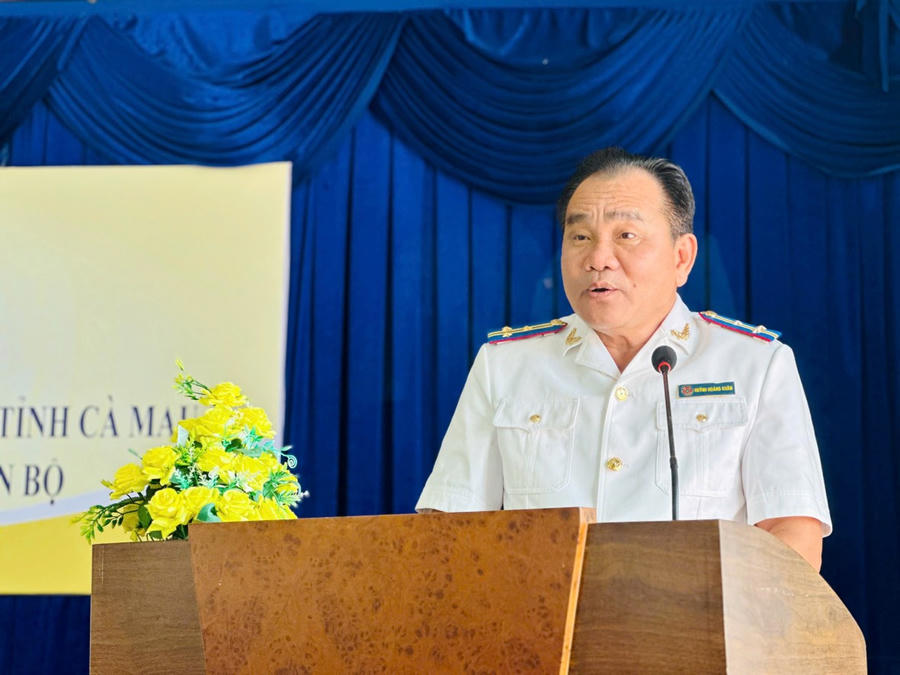 Ông Huỳnh Hoàng Khâm – Tân Trưởng THADS tỉnh Cà Mau, phát biểu nhận nhiệm vụ.