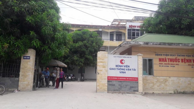 Bệnh viện giao thông vận tải Vinh nơi xảy ra sự việc.